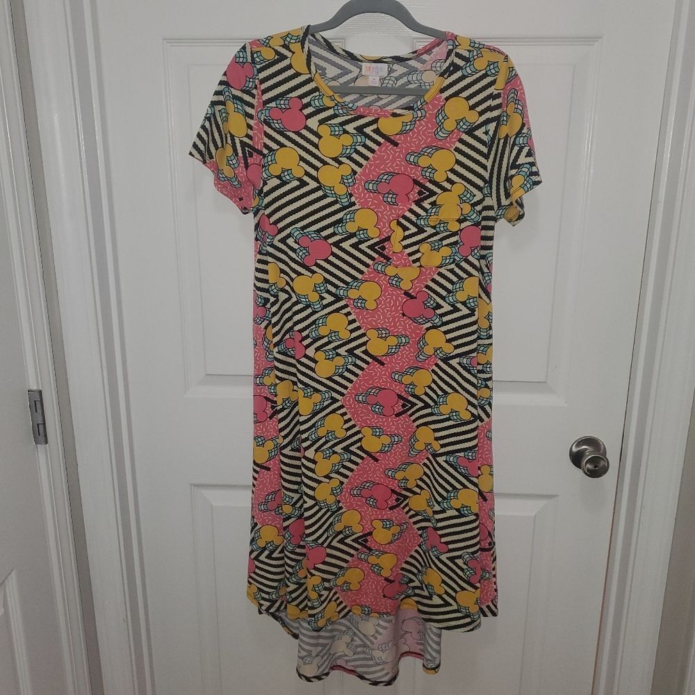 LuLaRoe Geometric Pattern Dress with Pink and Yellow NWOT